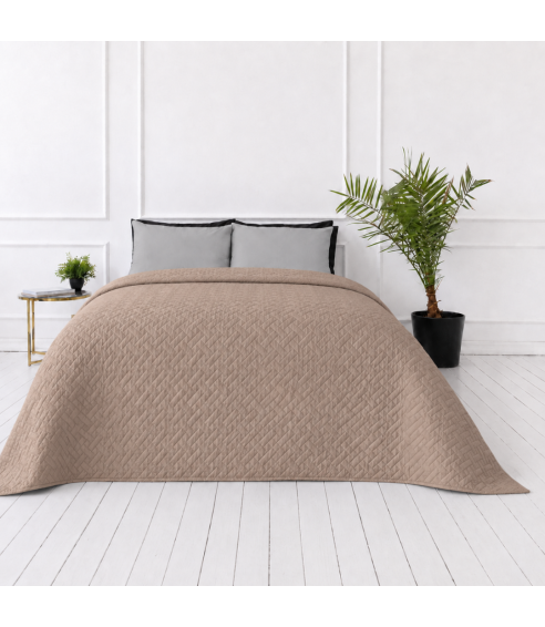 Överkast „Bedspread Latte“. Plädar