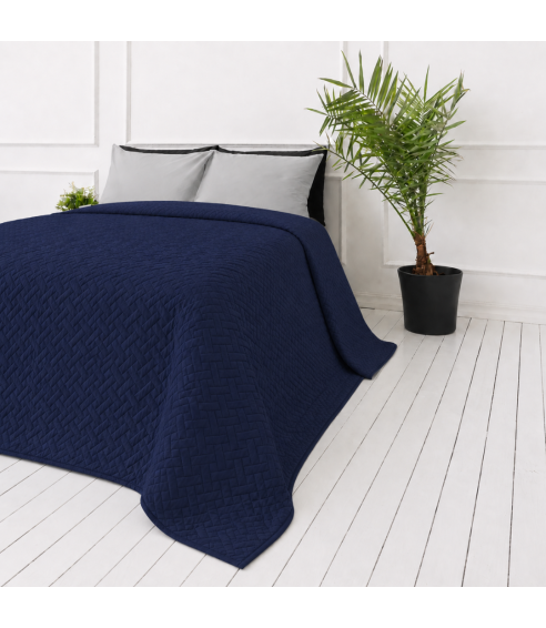 Överkast „Bedspread Navy“. Plädar