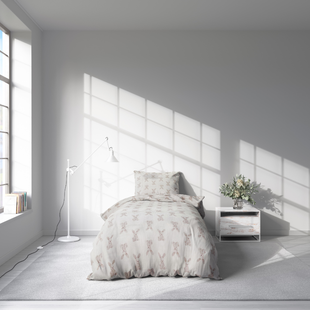 Muslin sängkläder “Sweet Bunny Rest”. Mönstrade sängkläder, 140x200 cm, 160x200 cm Muslin sängkläder “Sweet Bunny Rest”. Mönstrade sängkläder, 140x200 cm, 160x200 cm
