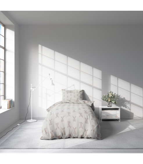 Muslin sängkläder “Sweet Bunny Rest”. Bomull sängkläder