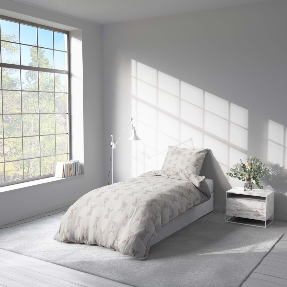 Muslin sängkläder “Sweet Bunny Rest”. Mönstrade sängkläder, 140x200 cm, 160x200 cm Muslin sängkläder “Sweet Bunny Rest”. Mönstrade sängkläder, 140x200 cm, 160x200 cm