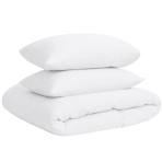 Påslakanset muslin „White muslin“. Påslakanset, 200x200 cm, 200x220 cm. Vitt bäddset i muslin med naturligt skrynklig struktur