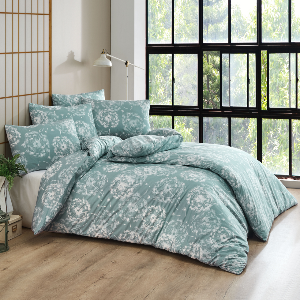 Påslakanset „Enid Mint“. Gröna sängkläder, 140x200 cm, 200x200 cm, 200x220 cm Påslakanset „Enid Mint“. Gröna sängkläder, 140x200 cm, 200x200 cm, 200x220 cm