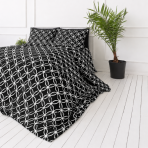Påslakanset „Black Retro Rings“. Sängkläder 155x200, 140x200 cm, 150x200 cm, 160x200 cm, 180x200 cm, 200x200 cm, 200x220 cm, 240x220 cm