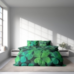 Påslakanset „Clover“. Sängkläder med växtmotiv, 140x200 cm, 180x200 cm Påslakanset „Clover“. Sängkläder med växtmotiv, 140x200 cm, 180x200 cm