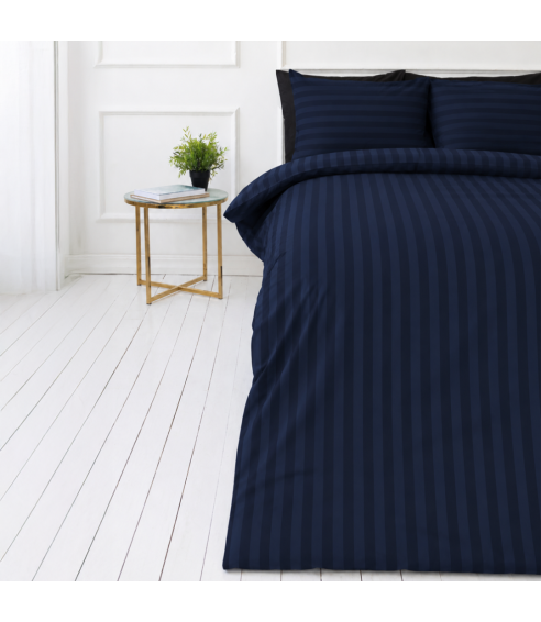 Påslakanset „Dark Blue Stripes“. Hotell sängkläder