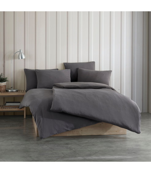 Påslakanset „Dark Grey Stone Washed“. Bomull sängkläder