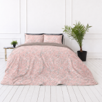 Påslakanset „Ditsy“. Rosa sängkläder, 140x200 cm, 200x200 cm, 200x220 cm. Vändbart rosa och gråbrunt bäddset med fint växtmönster Påslakanset „Ditsy“. Rosa sängkläder, 140x200 cm, 200x200 cm, 200x220 cm. Vändbart rosa och gråbrunt bäddset med fint växtmönster