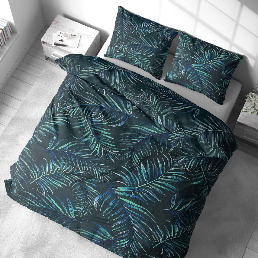 Påslakanset „Fern Whisper“. Gröna sängkläder, 140x200 cm, 150x200 cm, 160x200 cm, 180x200 cm, 200x200 cm, 200x220 cm, 240x220 cm