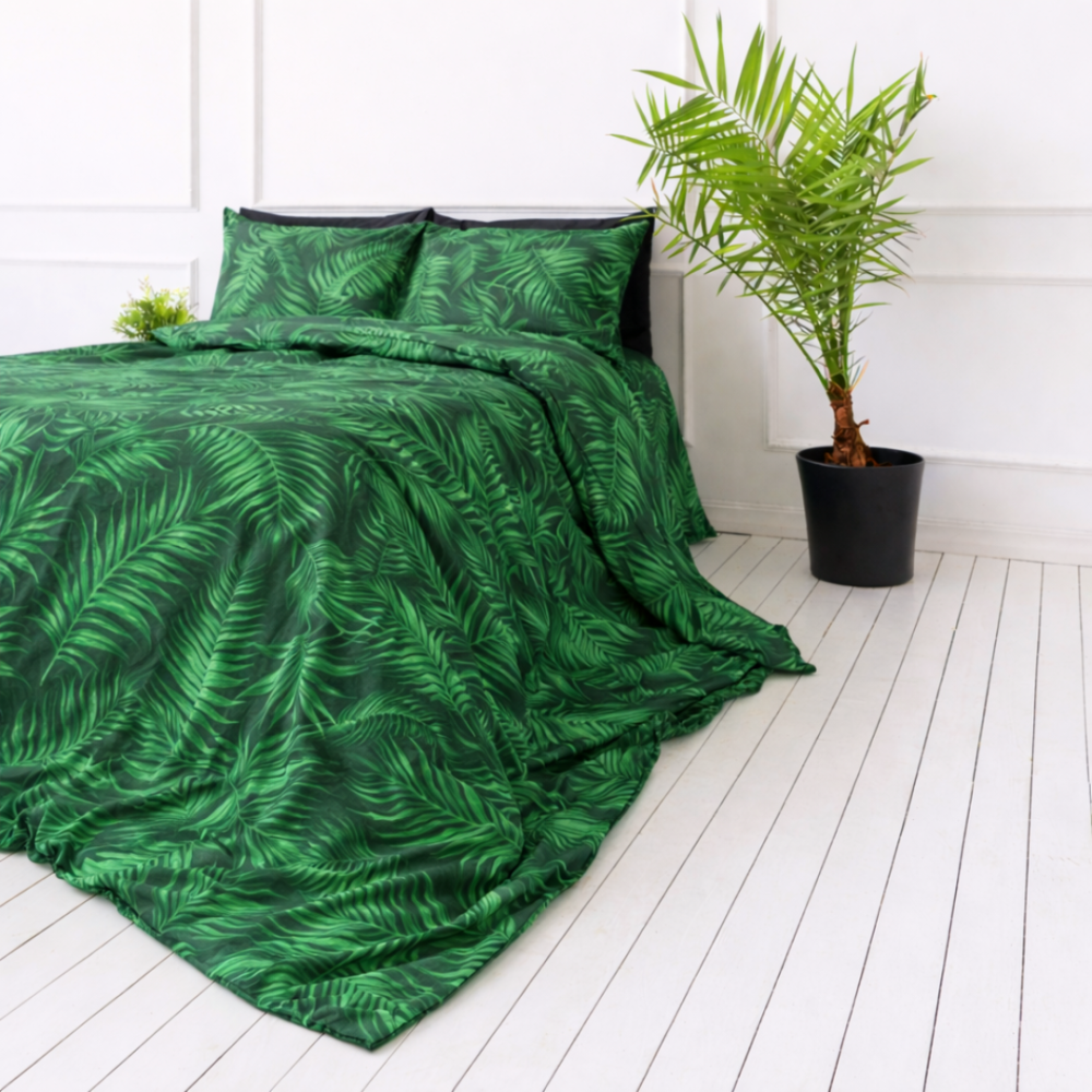 Påslakanset „Fern“. Sängkläder med växtmotiv, 140x200 cm, 150x200 cm, 160x200 cm, 180x200 cm, 200x200 cm, 200x220 cm