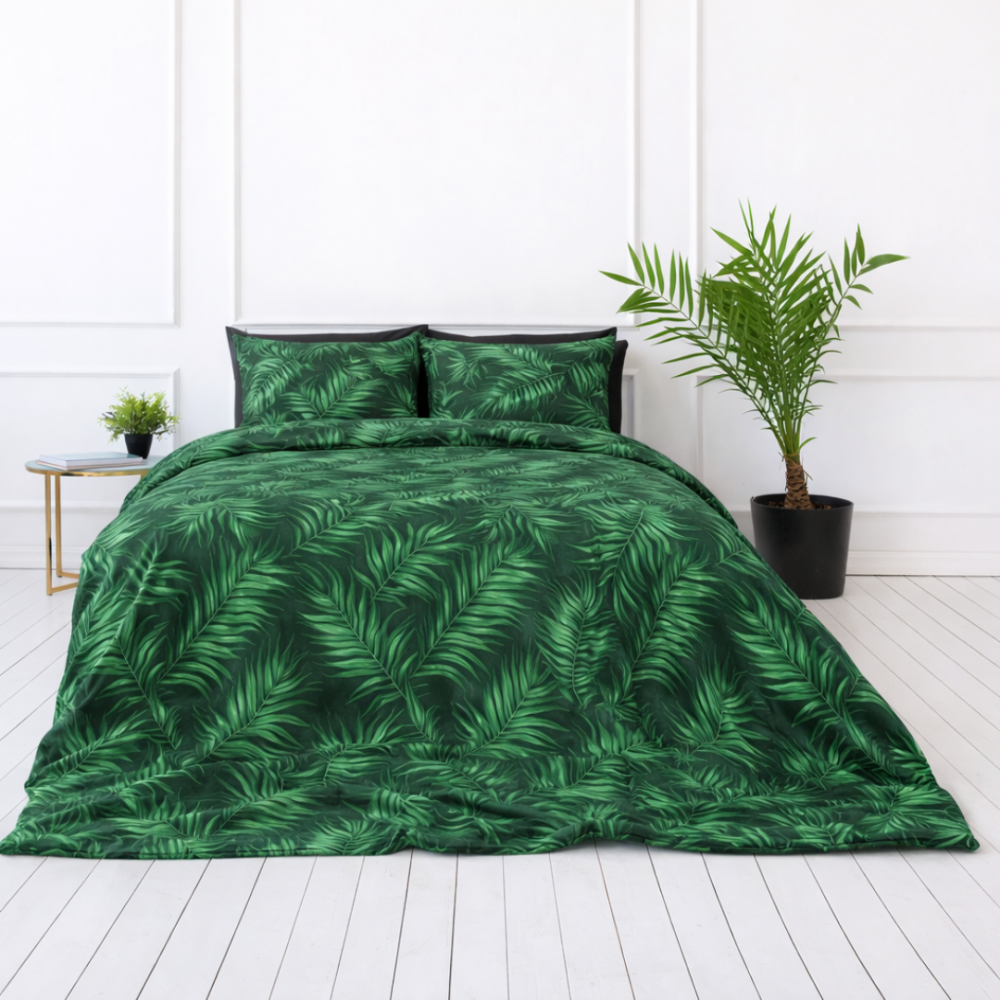 Påslakanset „Fern“. Sängkläder med växtmotiv, 140x200 cm, 150x200 cm, 160x200 cm, 180x200 cm, 200x200 cm, 200x220 cm