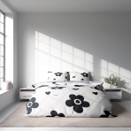 Påslakanset „Black Flowers“. Mönstrade sängkläder, 140x200 cm, 150x200 cm, 160x200 cm, 180x200 cm, 200x200 cm, 200x220 cm Påslakanset „Black Flowers“. Mönstrade sängkläder, 140x200 cm, 150x200 cm, 160x200 cm, 180x200 cm, 200x200 cm, 200x220 cm