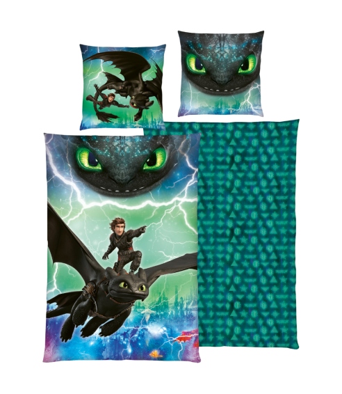 Påslakanset „How to train your dragon“. Bomull sängkläder