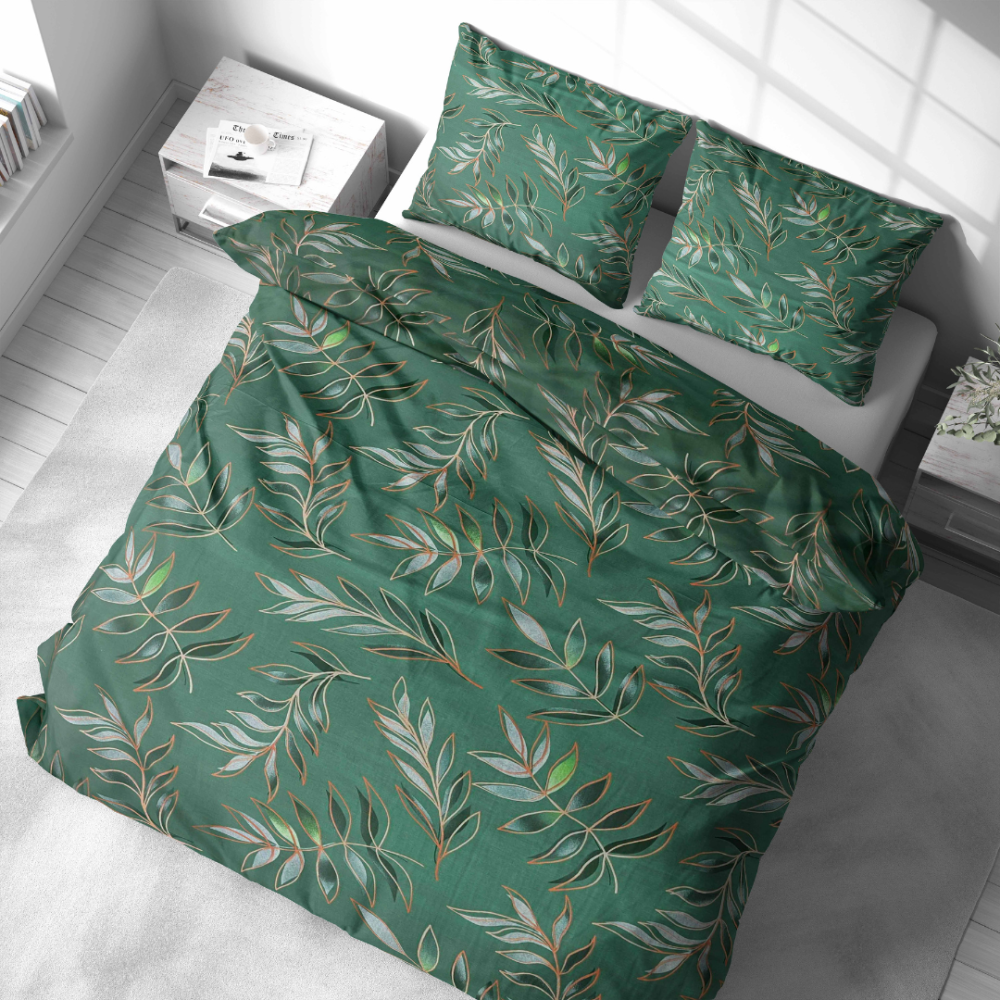 Påslakanset „Jade Leaves“. Sängkläder 155x200, 140x200 cm, 150x200 cm, 160x200 cm, 180x200 cm, 200x200 cm, 200x220 cm, 240x220 cm Påslakanset „Jade Leaves“. Sängkläder 155x200, 140x200 cm, 150x200 cm, 160x200 cm, 180x200 cm, 200x200 cm, 200x220 cm, 240x220 cm