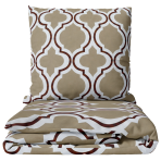 Påslakanset „Moroccan Beige“. Beige sängkläder, 140x200 cm, 150x200 cm, 160x200 cm, 180x200 cm, 200x200 cm, 200x220 cm, 240x220 cm. Sandfärgat bäddset med brunt marockanskt geometriskt mönster Påslakanset „Moroccan Beige“. Beige sängkläder, 140x200 cm, 150x200 cm, 160x200 cm, 180x200 cm, 200x200 cm, 200x220 cm, 240x220 cm. Sandfärgat bäddset med brunt marockanskt geometriskt mönster