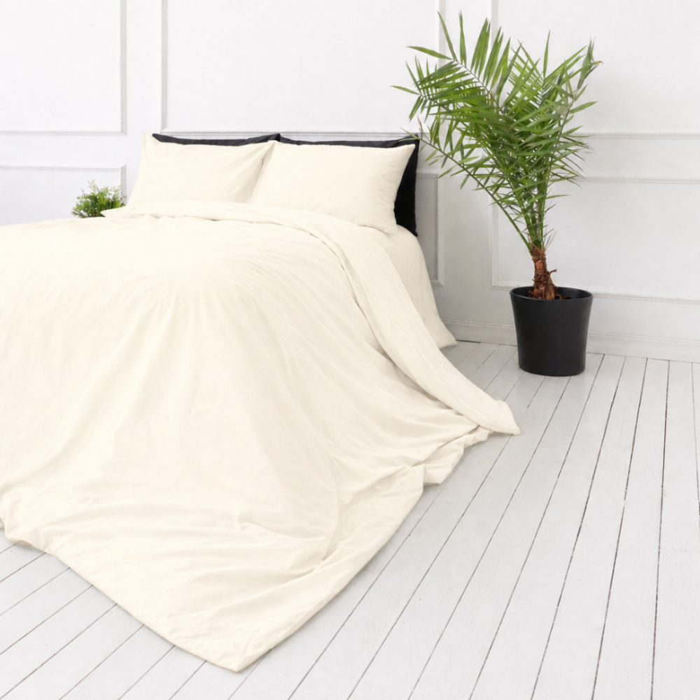 Påslakanset „Pale Vanilla“. Enfärgade sängkläder, 140x200 cm, 150x200 cm, 160x200 cm, 180x200 cm, 200x200 cm, 200x220 cm, 240x220 cm