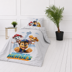 Påslakanset „Paw Patrol“. Sängkläder barn, 135x200 cm. Ljust bäddset med paw patrol-hjältar och motiv av utkikstornet. Påslakanset „Paw Patrol“. Sängkläder barn, 135x200 cm. Ljust bäddset med paw patrol-hjältar och motiv av utkikstornet.