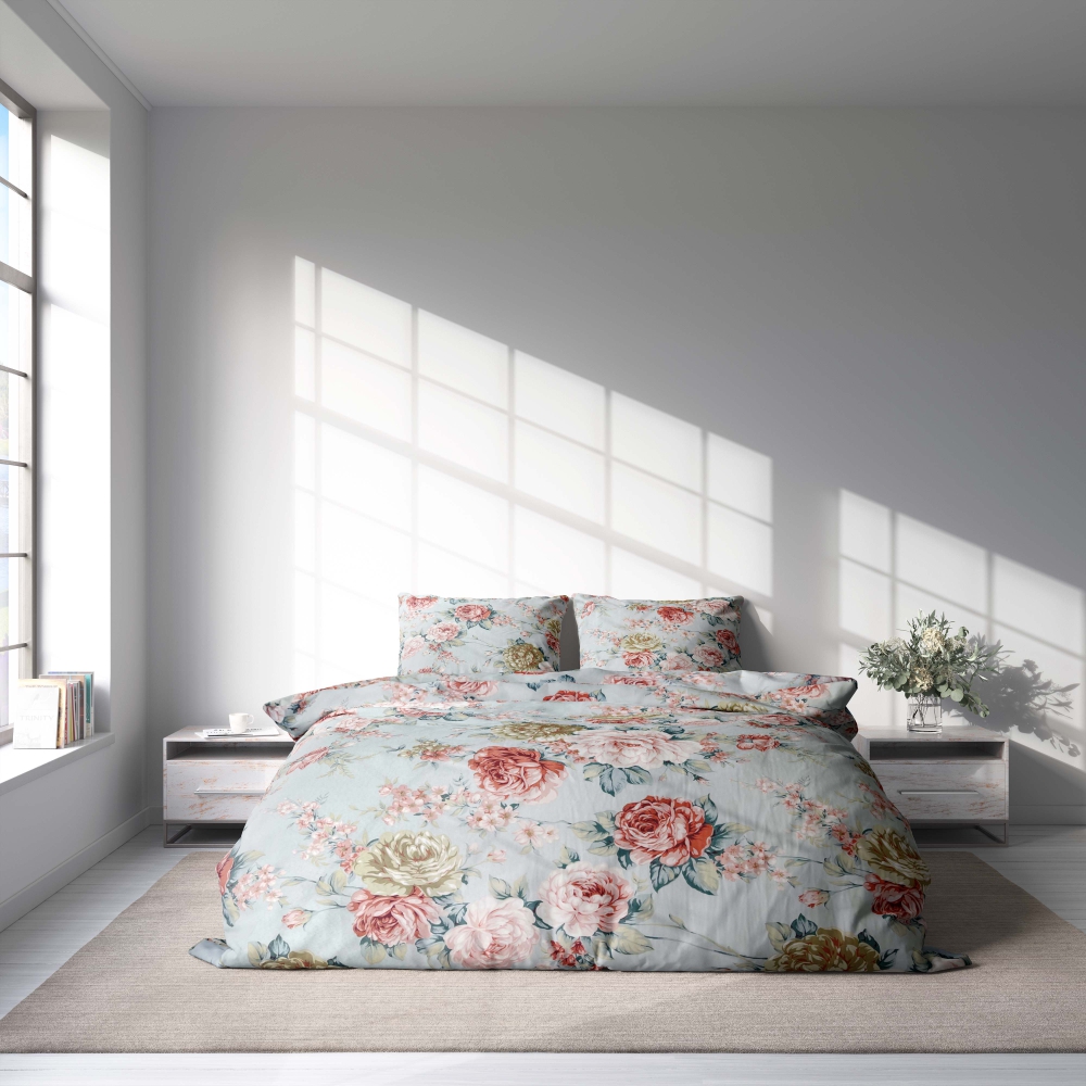 Påslakanset „Peony“. Sängkläder med växtmotiv, 140x200 cm, 200x200 cm, 200x220 cm Påslakanset „Peony“. Sängkläder med växtmotiv, 140x200 cm, 200x200 cm, 200x220 cm