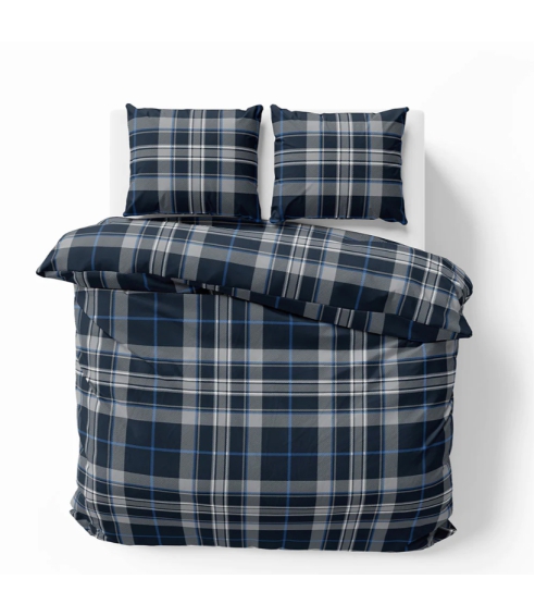Patalynės komplektas „Plaid Blue“. Bomull sängkläder