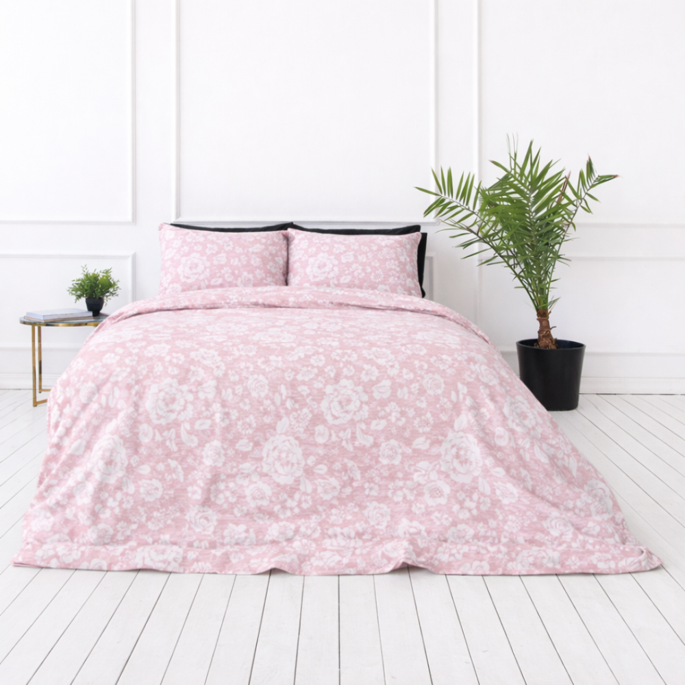 Påslakanset „Provance Coral“. Rosa sängkläder, 140x200 cm, 200x200 cm, 200x220 cm Påslakanset „Provance Coral“. Rosa sängkläder, 140x200 cm, 200x200 cm, 200x220 cm