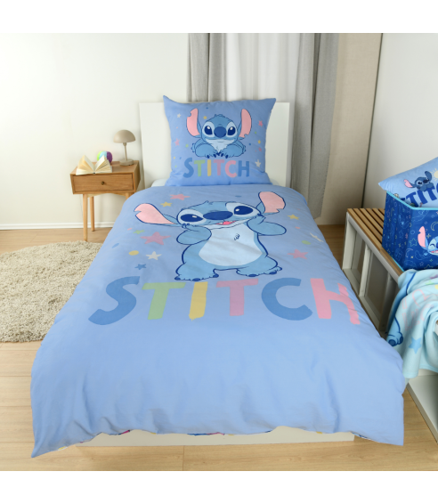 Påslakanset „Stitch Blue“. Bomull sängkläder