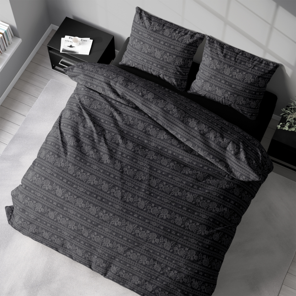 Påslakanset „Vitor Black“. Mönstrade sängkläder, 140x200 cm, 200x200 cm, 200x220 cm Påslakanset „Vitor Black“. Mönstrade sängkläder, 140x200 cm, 200x200 cm, 200x220 cm