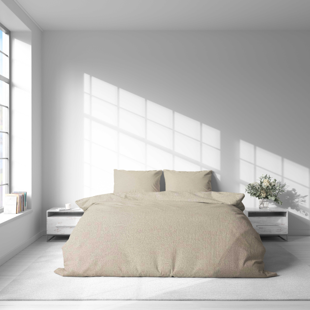 Plyschbäddset „Minky Beige“. Beige sängkläder, 200x220 cm Plyschbäddset „Minky Beige“. Beige sängkläder, 200x220 cm