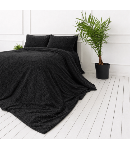 Plysch bäddset „Minky Black“. Påslakanset 200x220