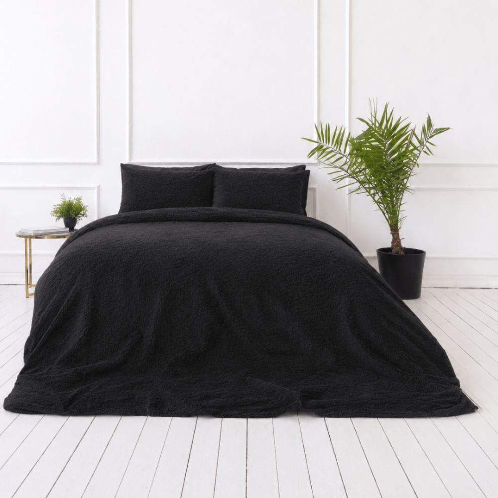 Plysch bäddset „Minky Black“. Enfärgade sängkläder, 200x220 cm Plysch bäddset „Minky Black“. Enfärgade sängkläder, 200x220 cm