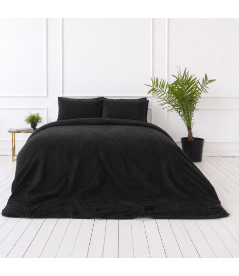 Plysch bäddset „Minky Black“. Påslakanset 200x220
