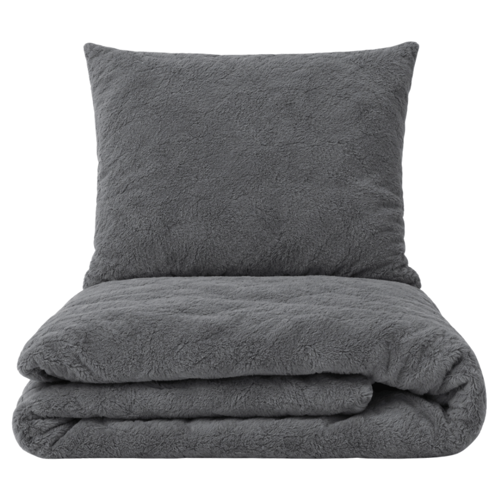 Plysch bäddset „Minky Dark Grey“. Enfärgade sängkläder, 200x220 cm Plysch bäddset „Minky Dark Grey“. Enfärgade sängkläder, 200x220 cm