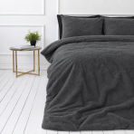 Plysch bäddset „Minky Dark Grey“. Enfärgade sängkläder, 200x220 cm Plysch bäddset „Minky Dark Grey“. Enfärgade sängkläder, 200x220 cm