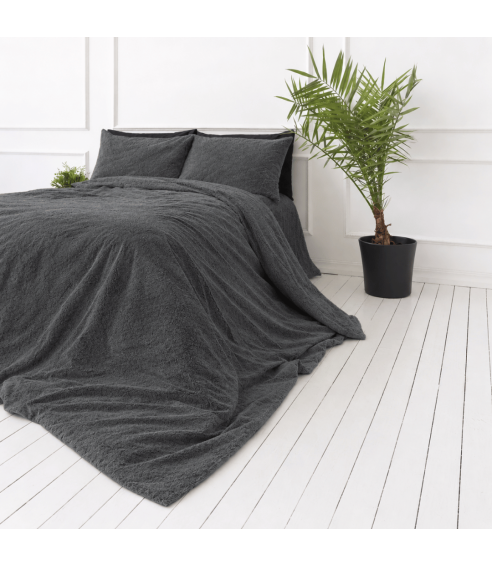 Plysch bäddset „Minky Dark Grey“. Påslakanset 200x220