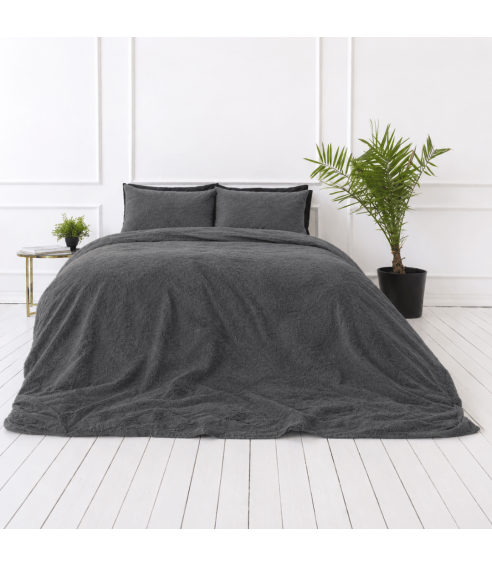 Plysch bäddset „Minky Dark Grey“. Påslakanset 200x220