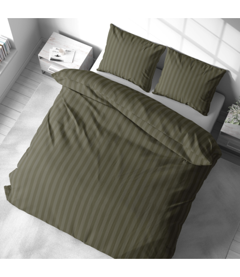 Satin örngott “Moss Green Stripe Satin Pillowcase”. Örngott 50×70