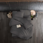 Premium satin påslakanset „Anthracite“. Enfärgade sängkläder, 140x200 cm, 200x200 cm, 200x220 cm Premium satin påslakanset „Anthracite“. Enfärgade sängkläder, 140x200 cm, 200x200 cm, 200x220 cm