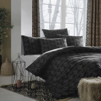 Premium satin påslakanset „Bailey Black“. Påslakanset 135x200, 140x200 cm, 200x200 cm, 200x220 cm