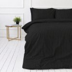 Premium satin påslakanset „Black Stripe Sateen“. Mako satin sängkläder, 140x200 cm, 200x200 cm Premium satin påslakanset „Black Stripe Sateen“. Mako satin sängkläder, 140x200 cm, 200x200 cm