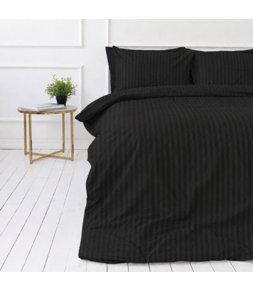 Premium satin påslakanset „Black Stripe Sateen“. Satin påslakan