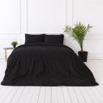 Premium satin påslakanset „Black Stripe Sateen“. Mako satin sängkläder, 140x200 cm, 200x200 cm Premium satin påslakanset „Black Stripe Sateen“. Mako satin sängkläder, 140x200 cm, 200x200 cm