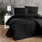 Premium satin påslakanset „Black Stripe“. Mönstrade sängkläder, 140x200 cm, 200x200 cm, 200x220 cm