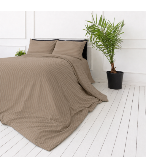 Premium satin påslakanset „Brandy Stripe Sateen“. Satin påslakan