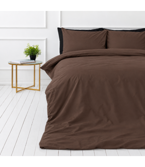 Premium satin påslakanset „Brown“. Satin påslakan