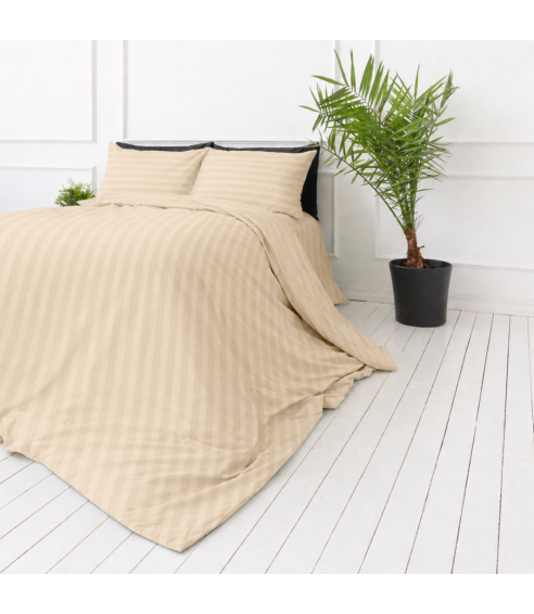 Premium satin påslakanset „Champagne Stripe Sateen“. Satin påslakan