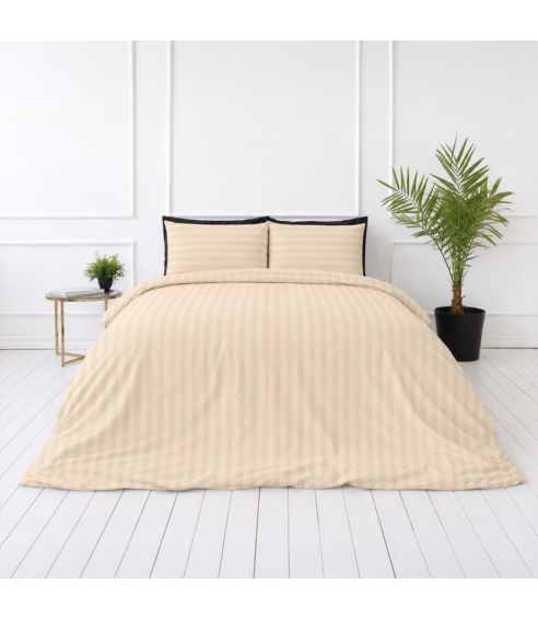 Premium satin påslakanset „Champagne Stripe Sateen“. Satin påslakan