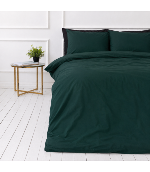 Premium satin påslakanset „Dark green sateen“. Satin påslakan
