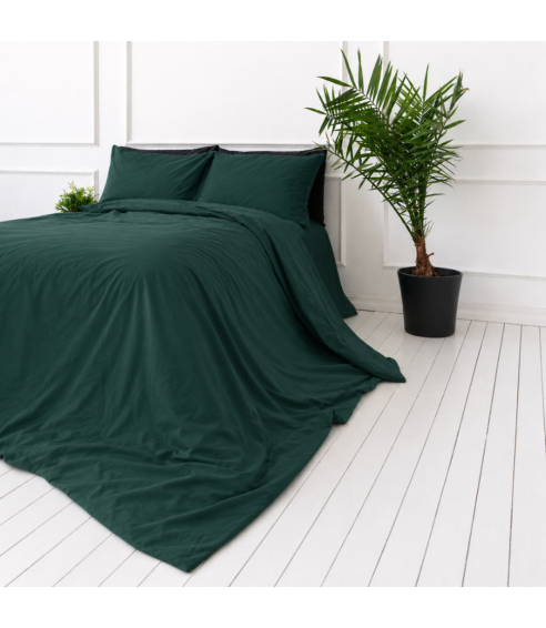 Premium satin påslakanset „Dark green sateen“. Satin påslakan