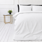 Påslakanset muslin „White muslin“. Påslakanset, 200x200 cm, 200x220 cm. Enfärgat vitt bäddset tillverkat av mjuk muslin