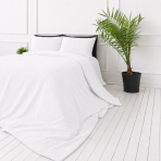 Påslakanset muslin „White muslin“. Påslakanset, 200x200 cm, 200x220 cm. Vit muslinbäddning med en diskret skrynklig yta
