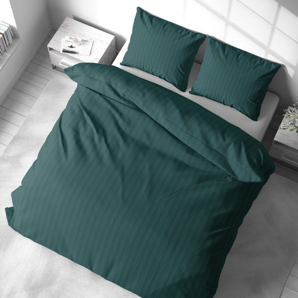 Premium satin påslakanset „Green Stripe Satin“. Påslakanset 135x200, 140x200 cm, 200x200 cm Premium satin påslakanset „Green Stripe Satin“. Påslakanset 135x200, 140x200 cm, 200x200 cm